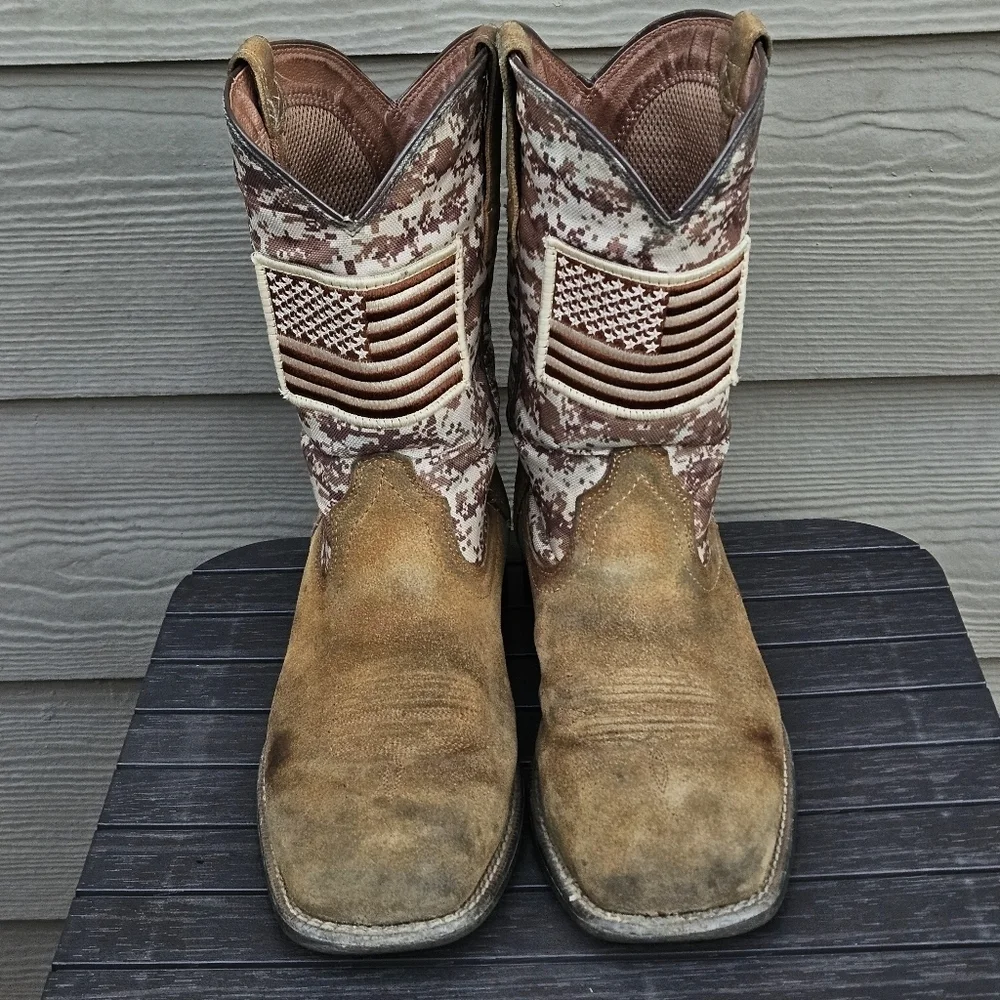 Ariat Sport Patriot Western Boot Mocha/Sand Camo Brown Cowboy Flag Mens 8.5 D